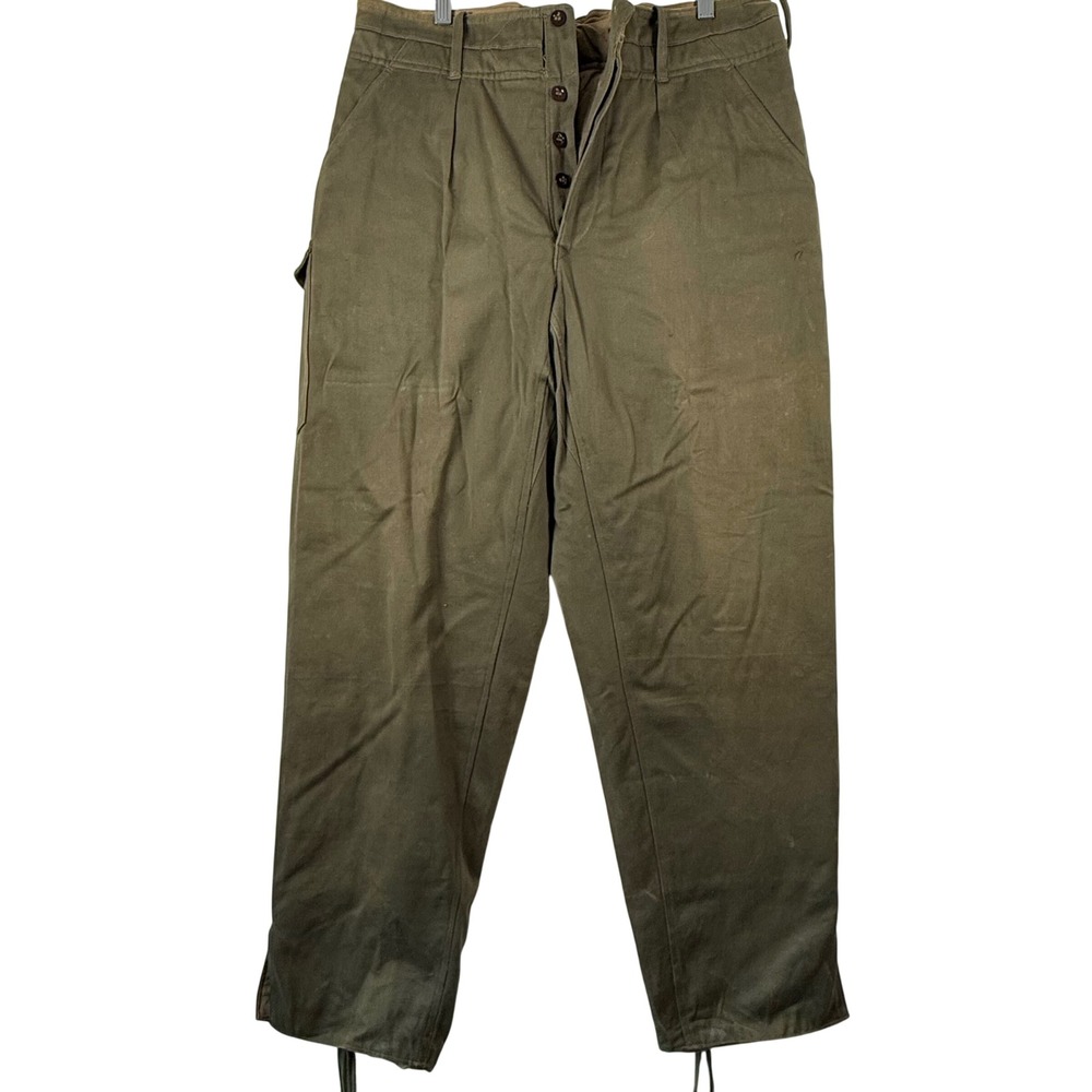 Vintage Military 36x30 Field Trousers Button Fly Army Pants Gorpcore 40s 50s